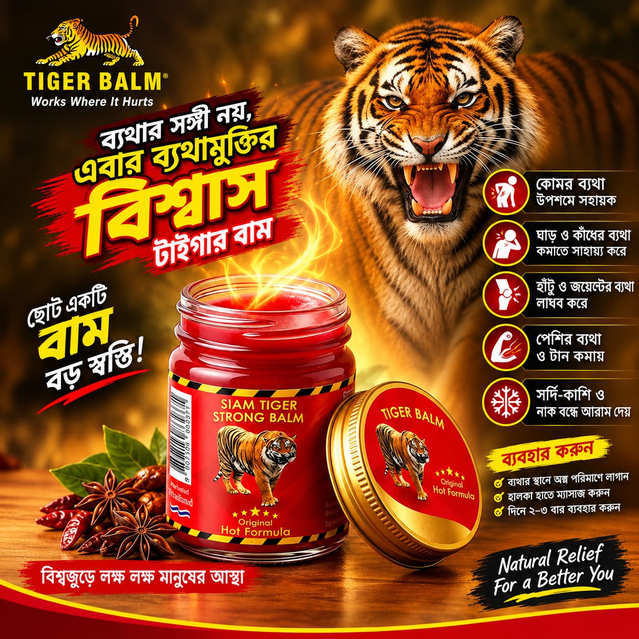 থাইল্যান্ডের টাইগার বাম Tiger Balm -50g